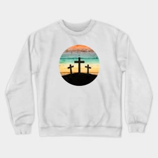 Christian Calvary Cross Sunset Vintage Crewneck Sweatshirt